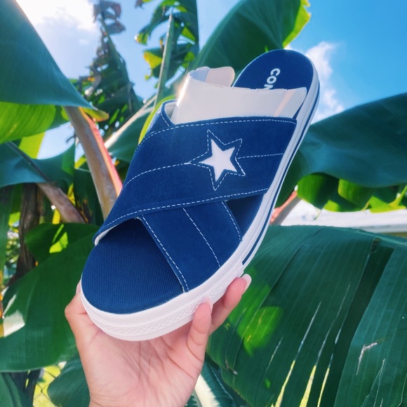 Converse One Star Slip On Platform Sandals Navy - Picture 2 of 6